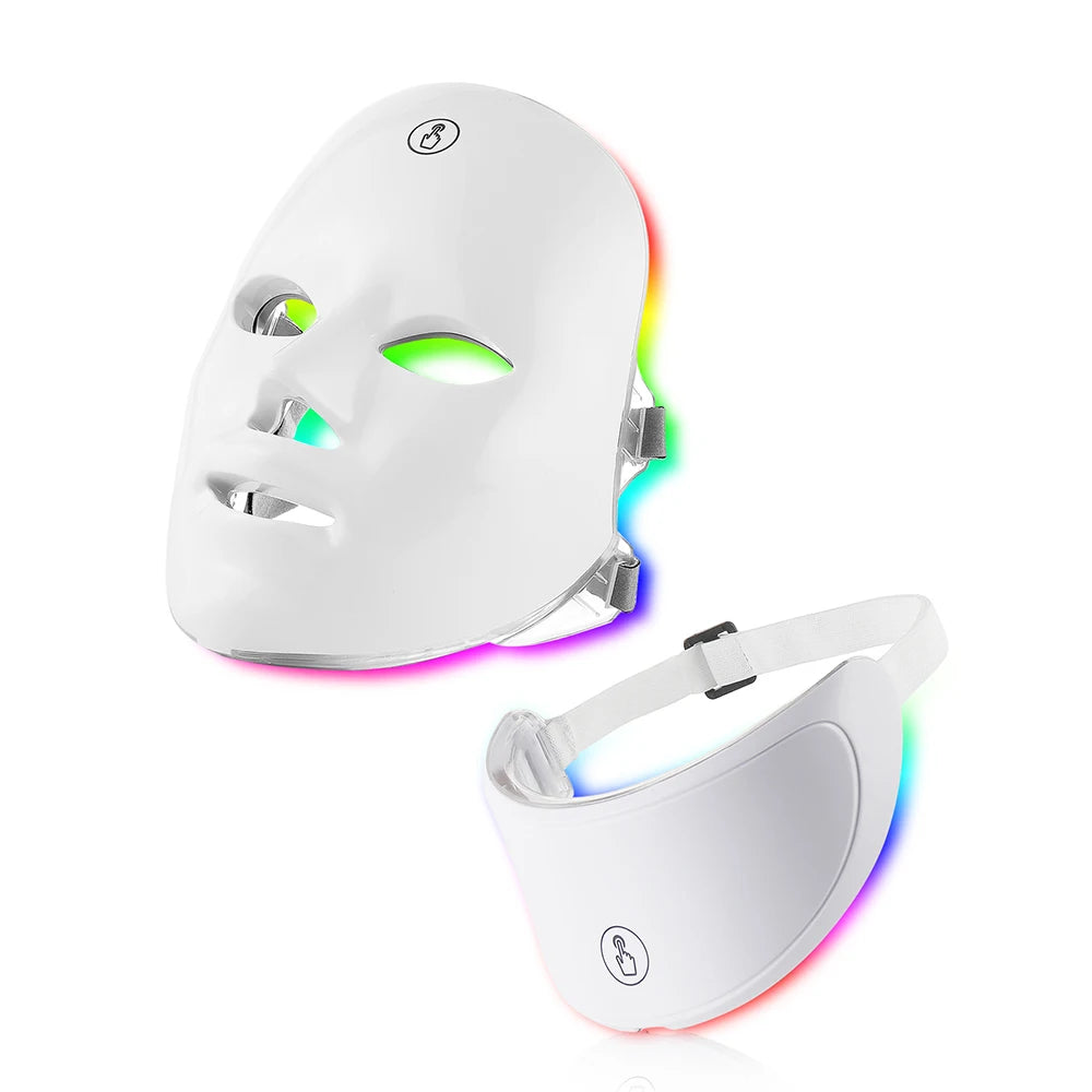 7 Colors Led Facial Mask with Neck Red Light Therapy Mask for Skin Tightening Lifting Anti-Aging Bio-Light Beauty Whitening Home