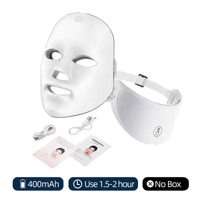 7 Colors Led Facial Mask with Neck Red Light Therapy Mask for Skin Tightening Lifting Anti-Aging Bio-Light Beauty Whitening Home